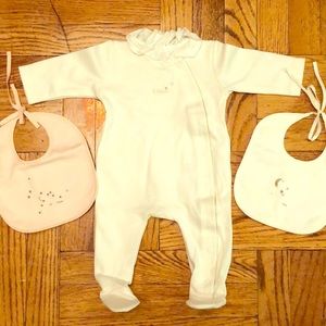 Chloe Baby Ruffle Neck Romper & Bib Set